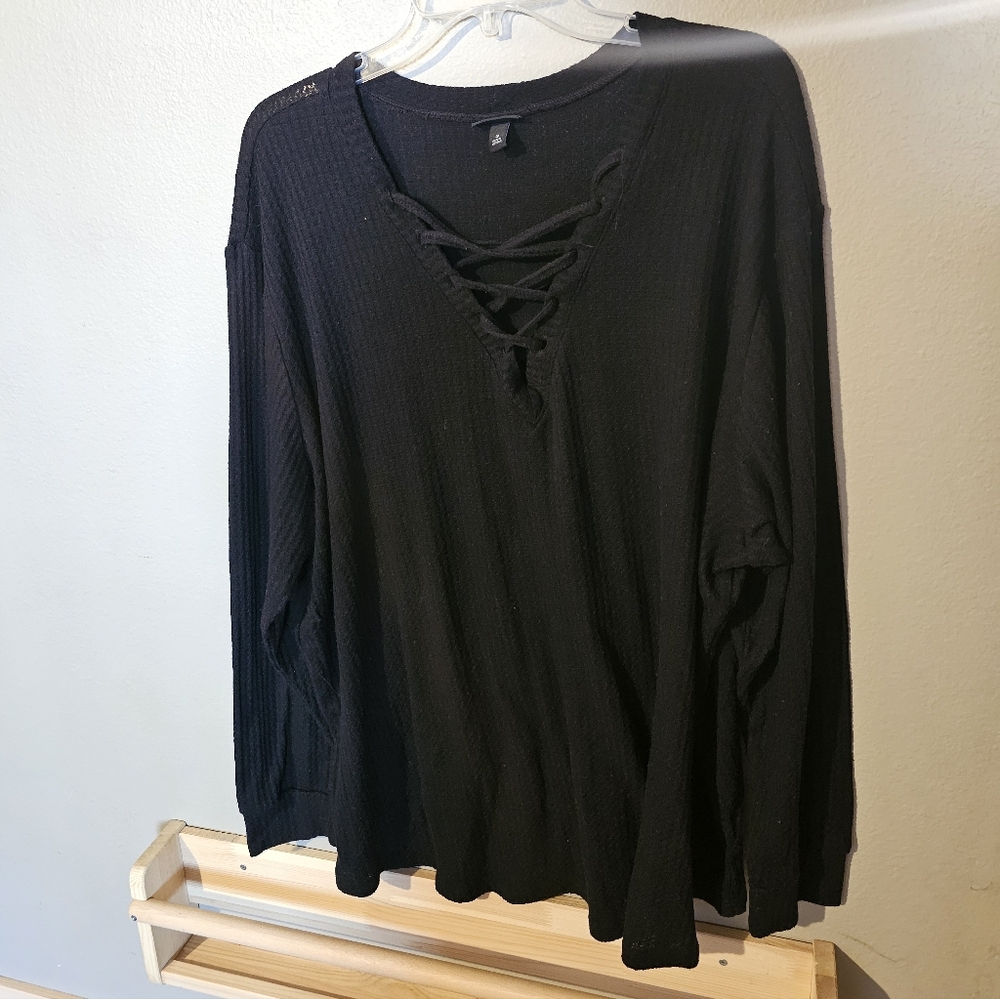 Torrid Black Lace-Up Blouse